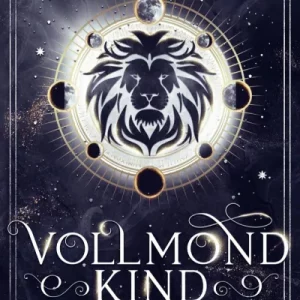Cover des Fantasy-Romans „Vollmondkind – Schutz suchen“ mit leuchtendem Löwenkopf und goldener Mondphase